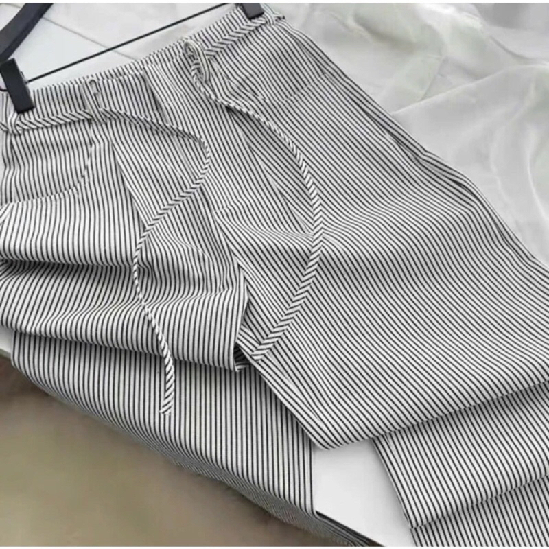 Quần Jean Kẻ Sọc Nữ Chất Kaki Mix Dây Eo Lưng Cao Tôn Dáng Mặc Thoải Mái Hot Trend