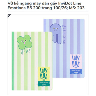 KLONG - Vở kẻ ngang may dán gáy InviDot Line Emotions B5 200 trang 100/76; MS: 203 ♥