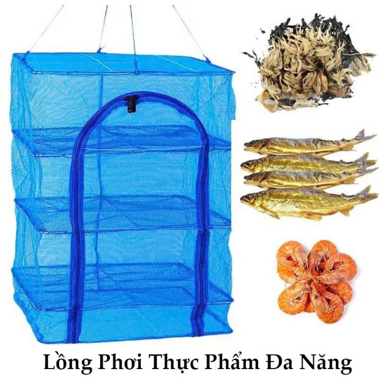 [Size to 40x40x65cm]Lồng Phơi Cá Khô Chống Ruồi Muỗi,Côn Trùng Bằng Lưới PE Gấp Xếp Treo Đa Năng Dễ Dàng Vệ Sinh,Thu Gọn
