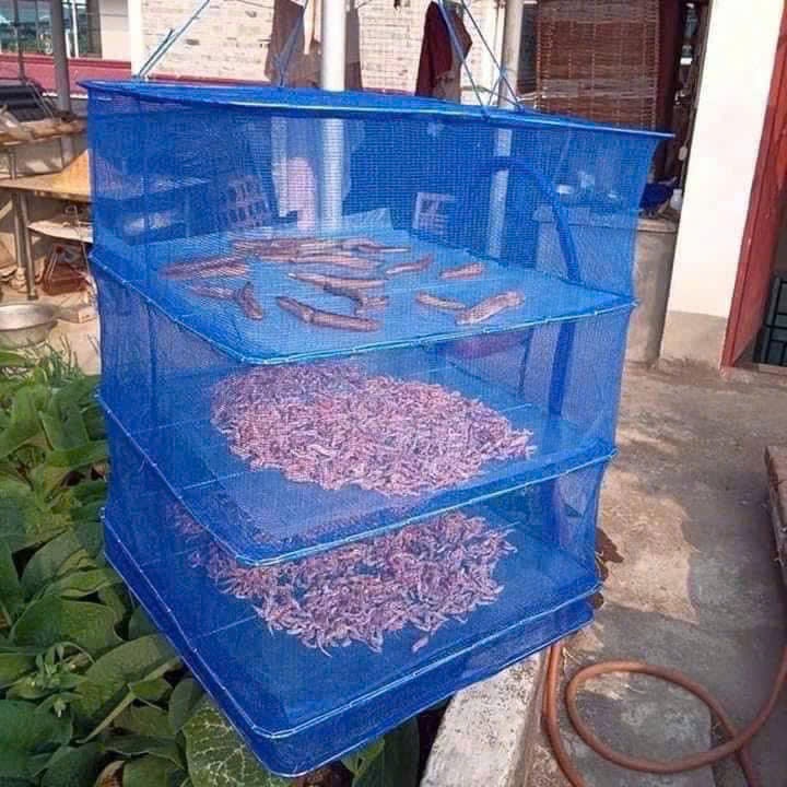 [Size to 40x40x65cm]Lồng Phơi Cá Khô Chống Ruồi Muỗi,Côn Trùng Bằng Lưới PE Gấp Xếp Treo Đa Năng Dễ Dàng Vệ Sinh,Thu Gọn