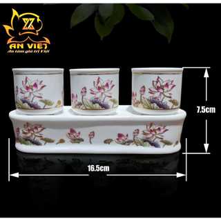 Bộ Áng 3 Ly Nước Hoa Sen Thờ Cúng - Nội Thất An Việt - Gốm Sứ Cao Cấp