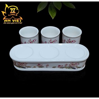Bộ Áng 3 Ly Nước Hoa Sen Thờ Cúng - Nội Thất An Việt - Gốm Sứ Cao Cấp
