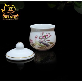 Bộ Áng 3 Ly Nước Có Nắp Hoa Sen Thờ Cúng - Nội Thất An Việt - HS