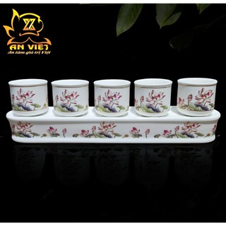 Bộ Áng 5 Ly Nước Hoa Sen Thờ Cúng - Nội Thất An Việt - HS