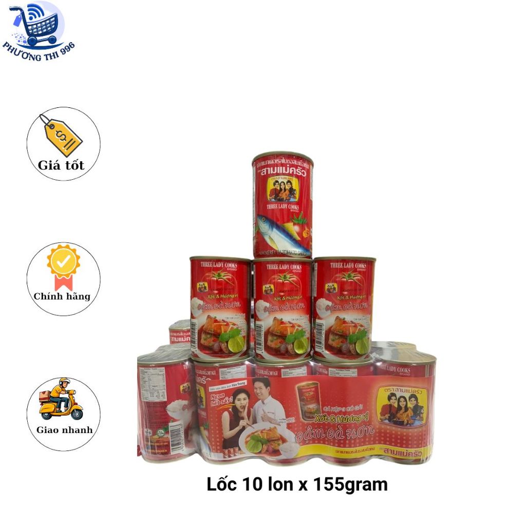 Lốc 10 lon Cá mồi 3 cô gái loại Khui Muỗng- Sản xuất tại Việt Nam- HSD 3 năm