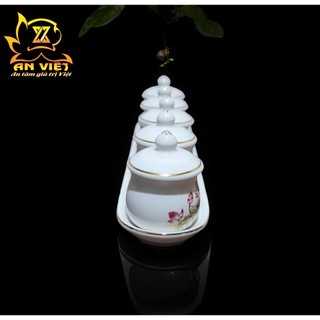 Bộ Áng 5 Ly Nước Có Nắp Hoa Sen Thờ Cúng - Nội Thất An Việt - HS