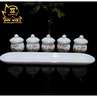 Bộ Áng 5 Ly Nước Có Nắp Hoa Sen Thờ Cúng - Nội Thất An Việt - HS