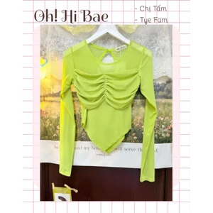 Áo tay dài hở lưng nhún ngực