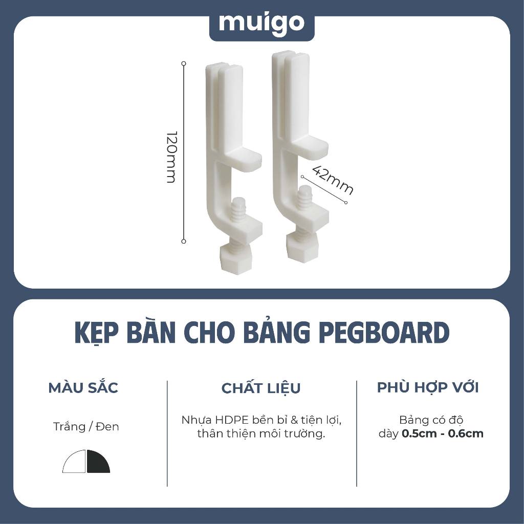 Bộ 2 giá đỡ, kẹp bàn nhựa cho bảng Pegboard Lỗ Dọc | Phụ Kiện Pegboard Đa Năng