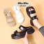 Dép Sandal 2 Quai Đế Cao 4,5cm Nữ Chất Liệu Cao Su Đúc Nguyên Khối Đi Êm Trống Trơn Trượt