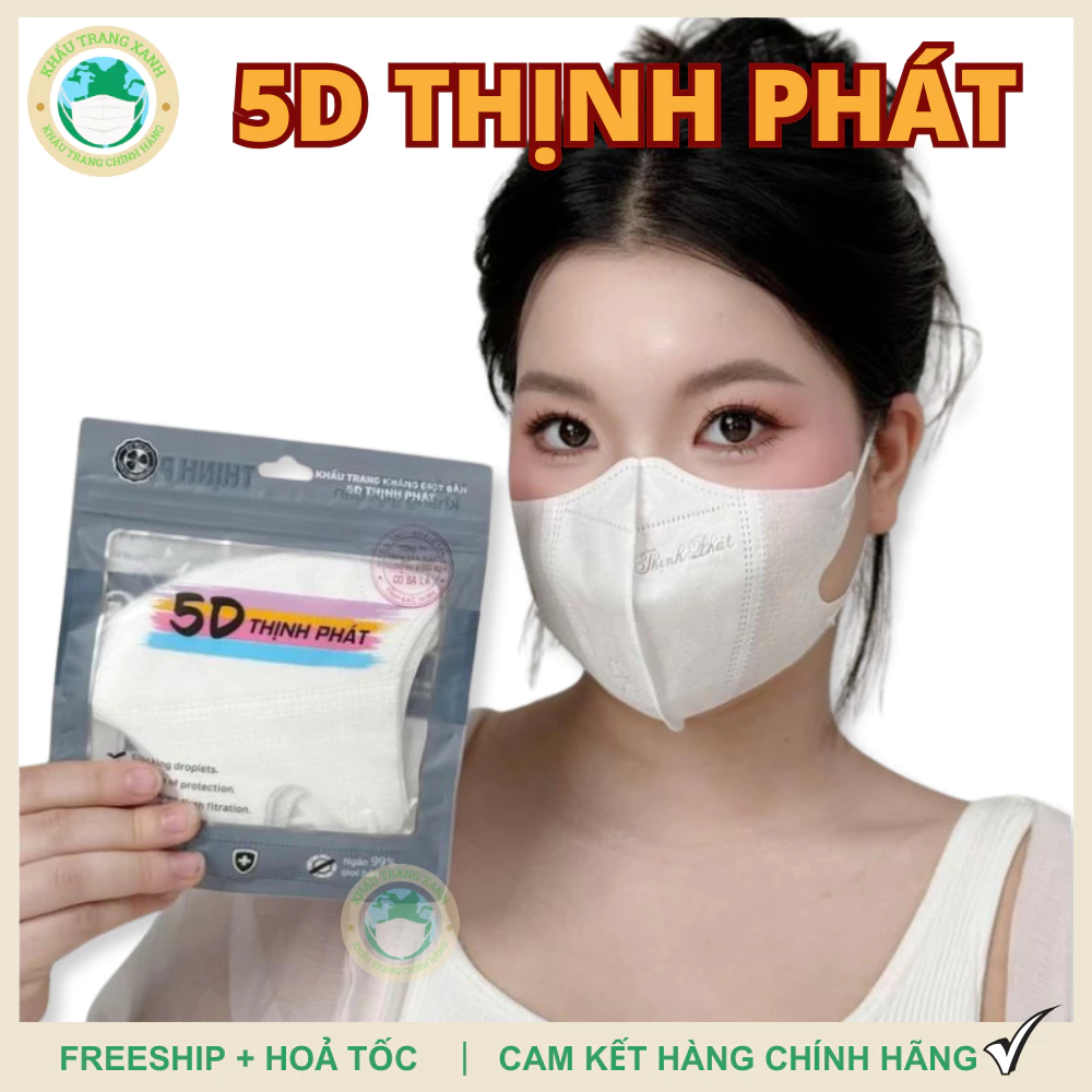 [Set 100 Cái] Khẩu trang 5D Thịnh Phát Chính Hãng Dày 3 Lớp Kháng Khuẩn, Lọc Bụi Mịn Ngăn Giọt Bắn