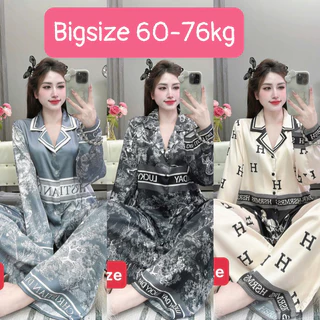 [Form To 62-77Kg BIG SIZE] Bộ Ngủ Nữ Lụa Latin Cỡ Lớn Bigsize Pyjama 60-75kg Vải Mềm Mịn Quần Có Túi