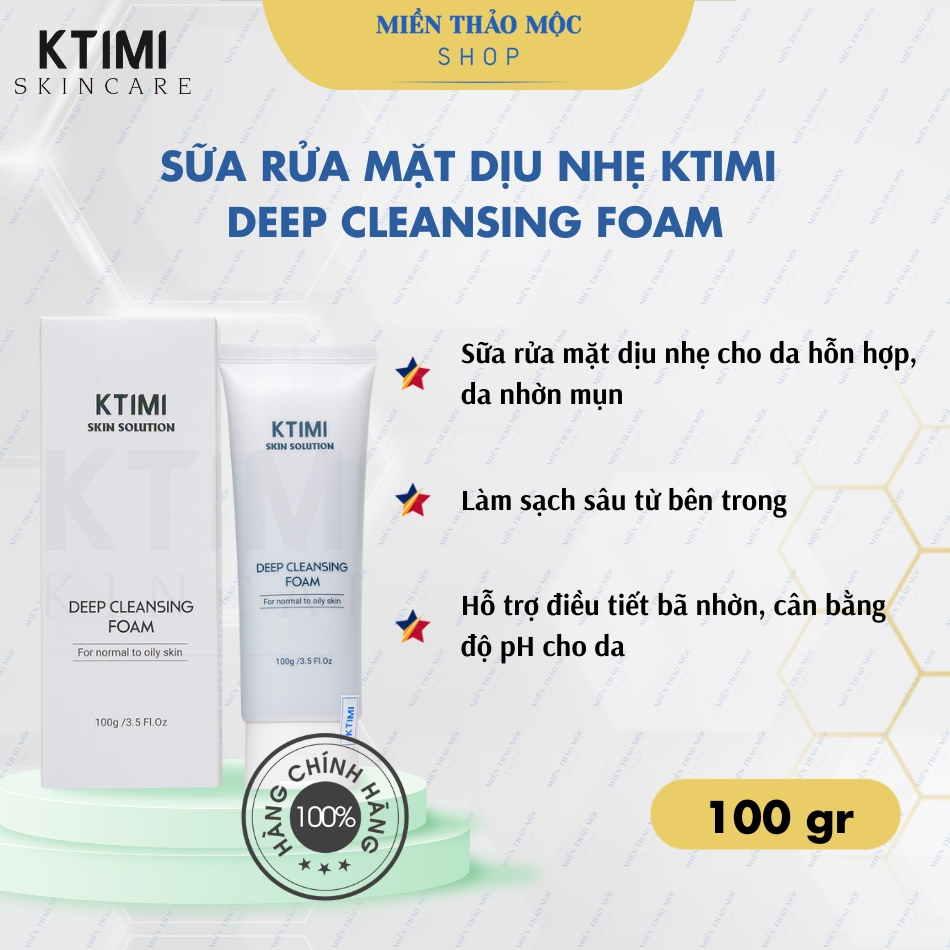 Sữa rửa mặt dịu nhẹ cho da nhờn mụn KTIMI Deep Cleansing Foam