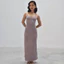 Đầm dài body 2 dây yếm ôm dáng chất thun poly co giãn màu tím lavender – Thiết kế tối giản, quyến rũ | FORMA COLLECTIVE