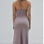 Đầm dài body 2 dây yếm ôm dáng chất thun poly co giãn màu tím lavender – Thiết kế tối giản, quyến rũ | FORMA COLLECTIVE