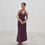 Đầm dài body xẻ ngực sâu chữ V chất thun poly co giãn màu tím rượu – Thiết kế tối giản, quyến rũ | FORMA COLLECTIVE