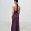 Đầm dài body xẻ ngực sâu chữ V chất thun poly co giãn màu tím rượu – Thiết kế tối giản, quyến rũ | FORMA COLLECTIVE