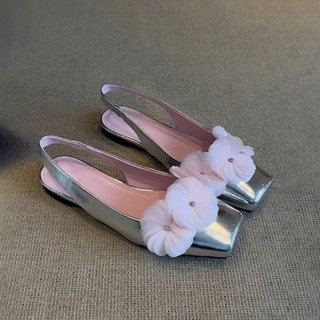 Giày Sandal Nữ Hoạ Tiết Hoa Mũi Vuông Công Sở Nhẹ Nhàng Sang Chảnh 2025