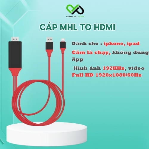 Dây Hdmi Cable Hdmi A Iphone Cáp Chuyển Tín Hiệu Lightning To HDMI