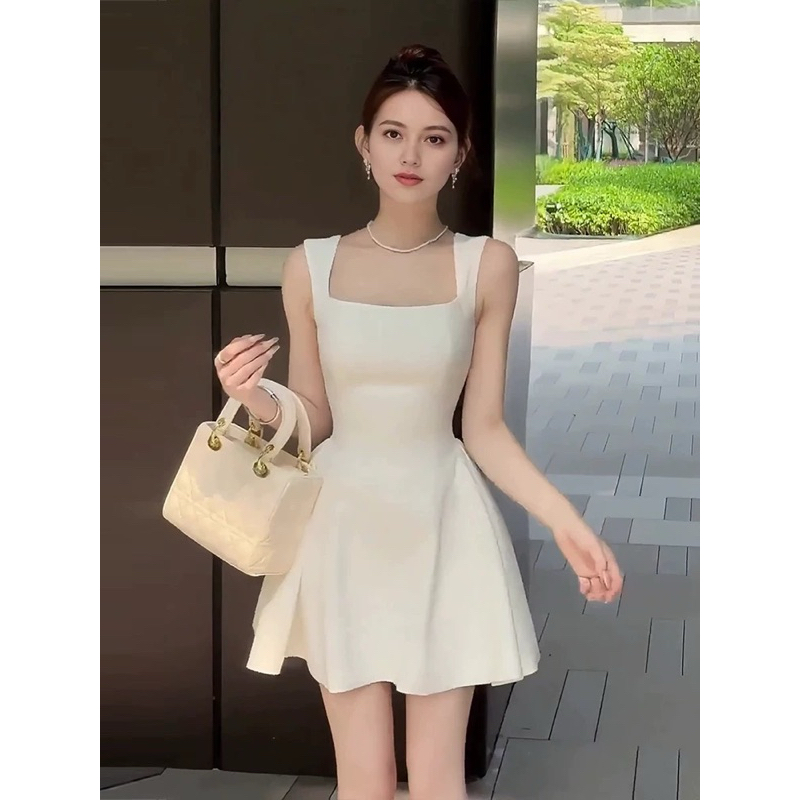 Đầm Cổ Vuông Xoè Ngắn Nữ Tính – Đầm Body Dạo Phố, Đi Tiệc, Du Lịch Cao Cấp [Có Quần Bảo Hộ]