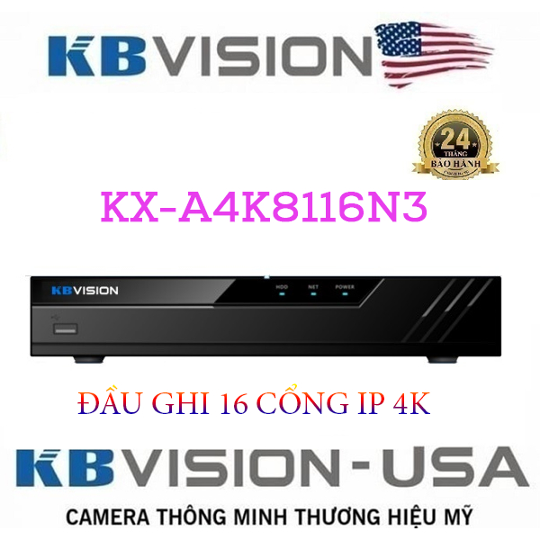 Đầu ghi hình camera IP 16 kênh độ phân giải lên đến 12Mp Hỗ trợ: 1 SATA ...