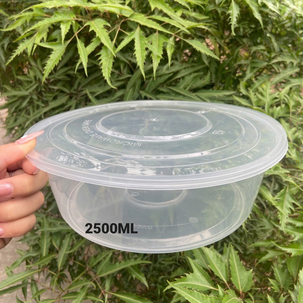 Combo 10 Hộp nhựa mỏng có nắp đựng bún phở bánh đồ ăn dùng 1 lần tròn, chữ nhật trong suốt