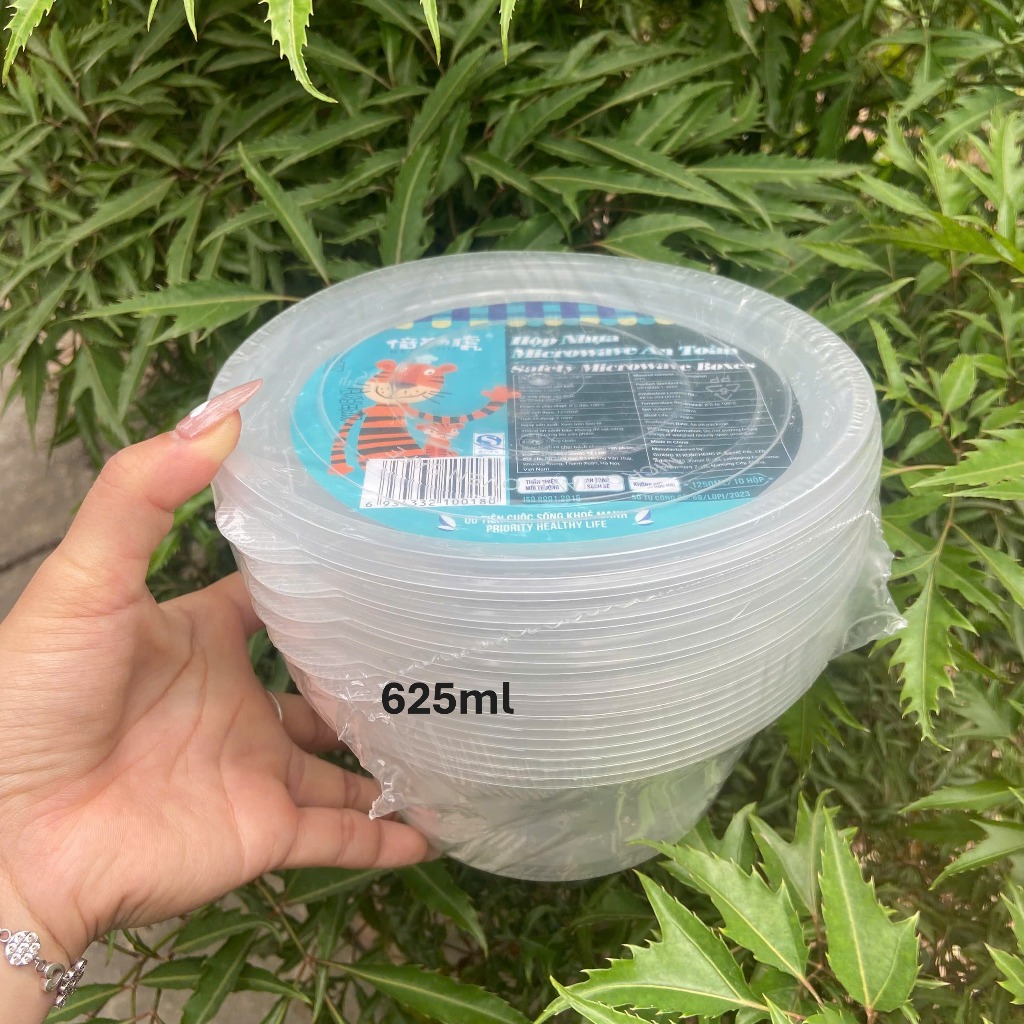 Combo 10 Hộp nhựa mỏng có nắp đựng bún phở bánh đồ ăn dùng 1 lần tròn, chữ nhật trong suốt