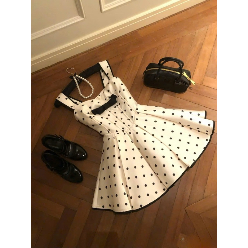 ĐẦM CHẤM BI XẾP LI XOÈ BỒNG – NỮ TÍNH, TRẺ TRUNG, VINTAGE NGỌT NGÀO (CÓ SIZE S–M–L)