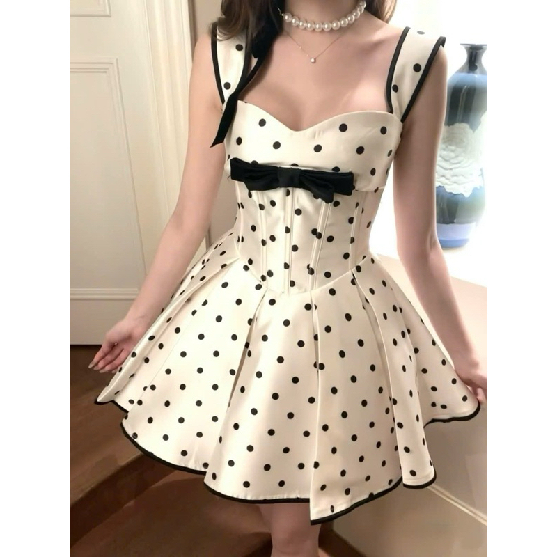 ĐẦM CHẤM BI XẾP LI XOÈ BỒNG – NỮ TÍNH, TRẺ TRUNG, VINTAGE NGỌT NGÀO (CÓ SIZE S–M–L)