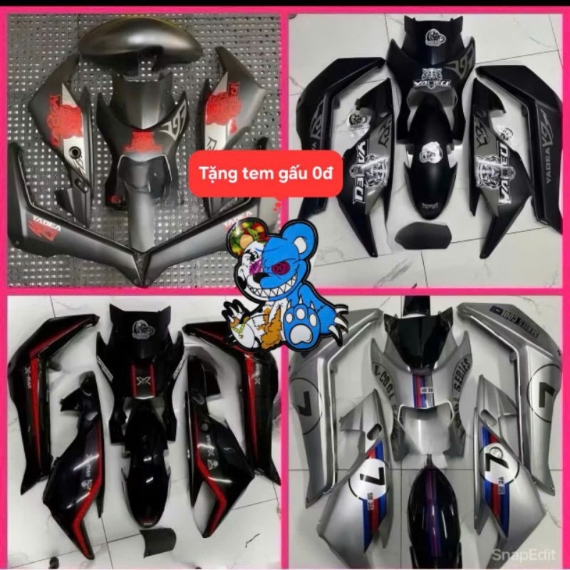 Bộ nhựa 8 món kèm tem hello kitty,tem số 7, tem chỉ đỏ…vv dùng cho xe điện Xmen (tặng 4 ốc cnc gắn mặt lạ) phụ tùng