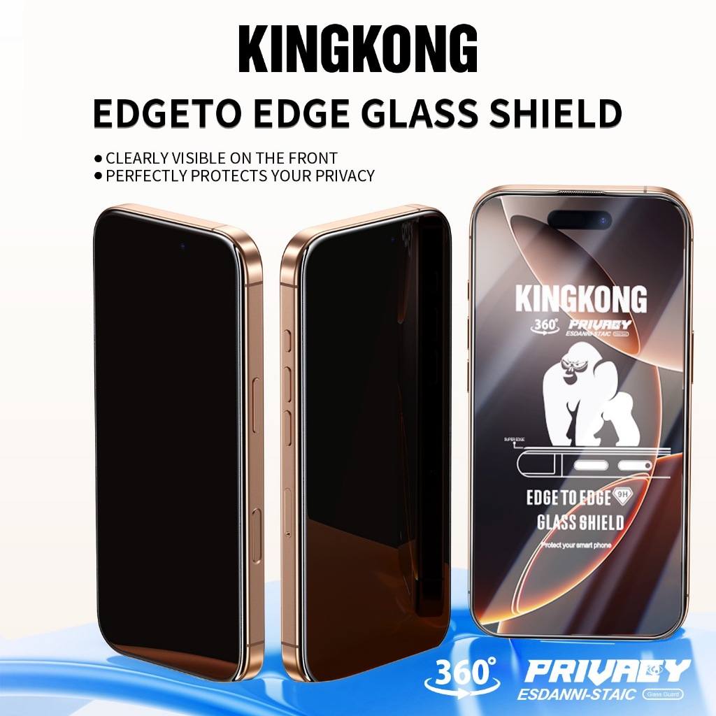 Kính Cường Lực Chống Nhìn Trộm 360 Độ KINGKONG K12, Cường Lực Cao Cấp Cho Iphone 11 12 13 14 15 16 17 Pro Plus Promax