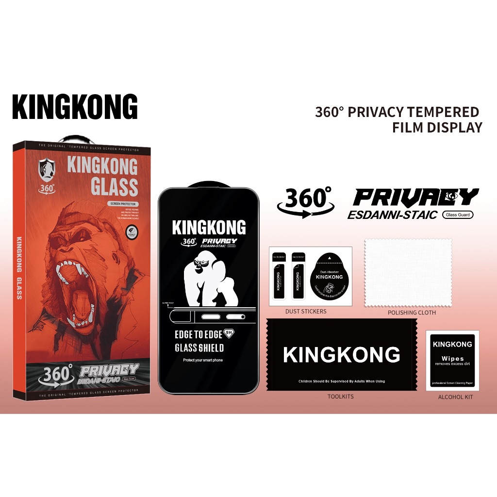 Ảnh Kính cường lực chống nhìn trộm 360 độ KINGKONG K12, chịu lực tốt, chống xước hiệu quả cho 11 12 13 14 15 16 Pro Plus PRM 1