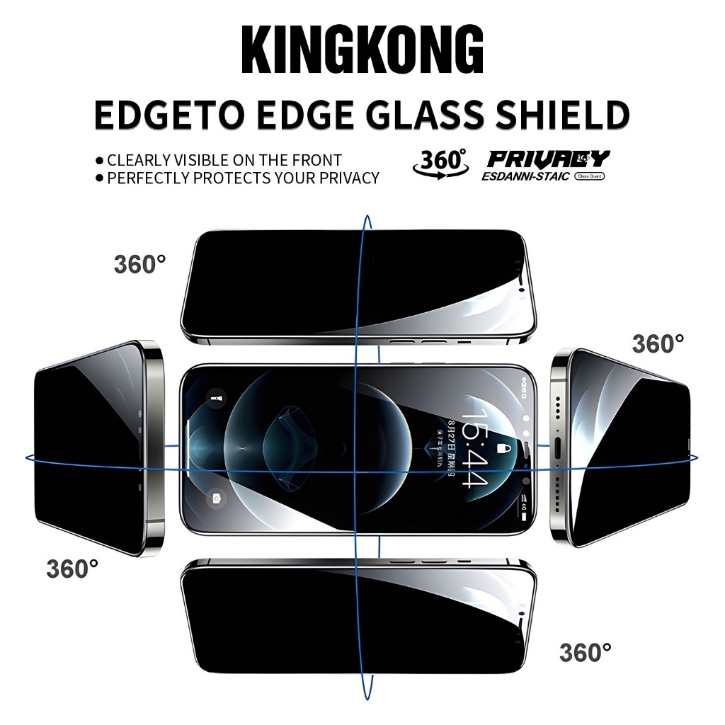 Kính Cường Lực Chống Nhìn Trộm 360 Độ KINGKONG K12, Cường Lực Cao Cấp Cho Iphone 11 12 13 14 15 16 17 Pro Plus Promax
