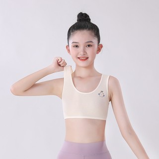 Áo lá bé chất cotton thấm hút mồ hôi thoáng khí, Áo lót học sinh gái dậy thì họa tiết dễ thương B341