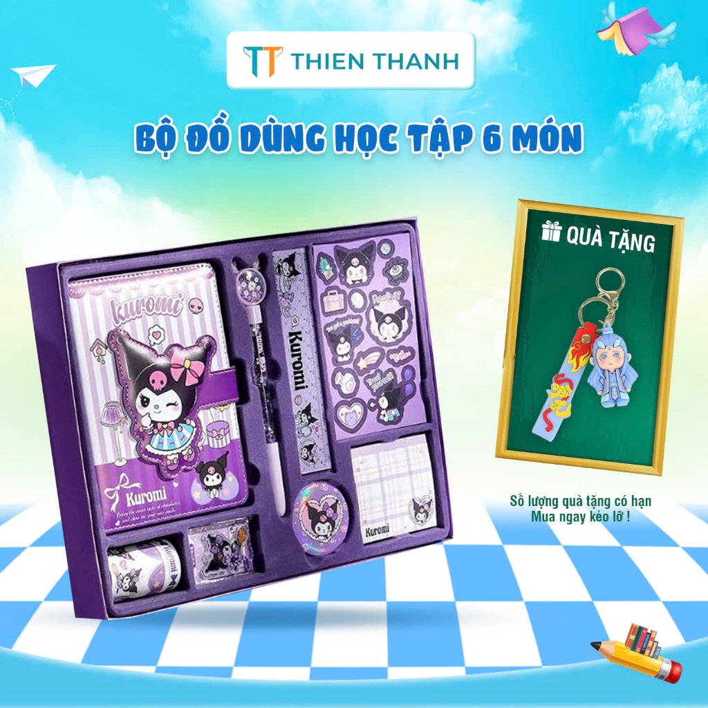 Hộp Quà Cô Gái Màu Tím  Dễ Thương Cho Bé Gái, Bộ Đồ Dùng Học Tập Cute - Set Quà Tặng Sanrio Đáng Yêu