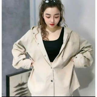 Áo Khoác Nhung Gân Sơ Mi Trơn Nam Và Nữ Tay Dài Trơn Có Nón Form Rộng Chất Vải Nhung Gân Dày dặn Thoáng Mát Shop Long