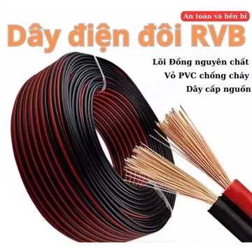Dây điện đôi lõi đồng cuộn 3m,dây điện chịu nhiệt,cáp hạ thế,dây điện 2 lõi,dây điện lõi đồng,dây điện lõi đồng,dây điện