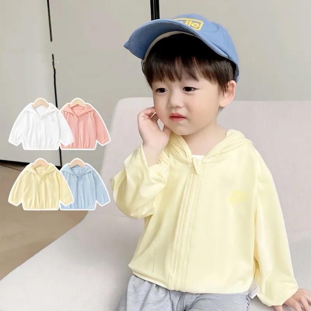 Áo Chống Nắng Cho Bé kéo khóa 70 đến 120cm Cản Tia UV, Phong Cách Hàn Quốc saubabi