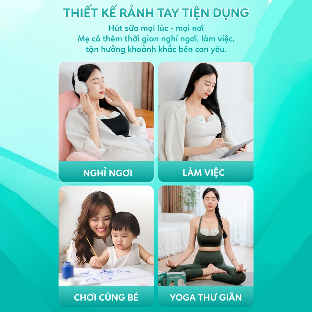 Ảnh Máy Hút Sữa Rảnh Tay Kamidi Queen 1 Máy Hút sữa Không Dây Hút Được Mọi Tư Thế Hút Mạnh Hút Kiệt Cho Mẹ 3