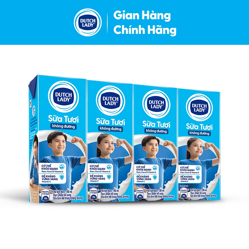 Ảnh Thùng 48 Hộp Sữa Tươi Tiệt Trùng Dutch Lady Không Đường 48x180ml 1