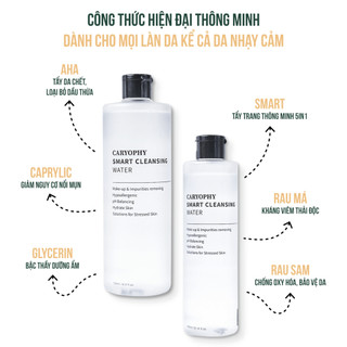 (Hàng Công TY) Nước Tẩy Trang Caryophy Smart Cleansing Water Cho Da Dầu Mụn Nhạy Cảm 500ml Duduhouse