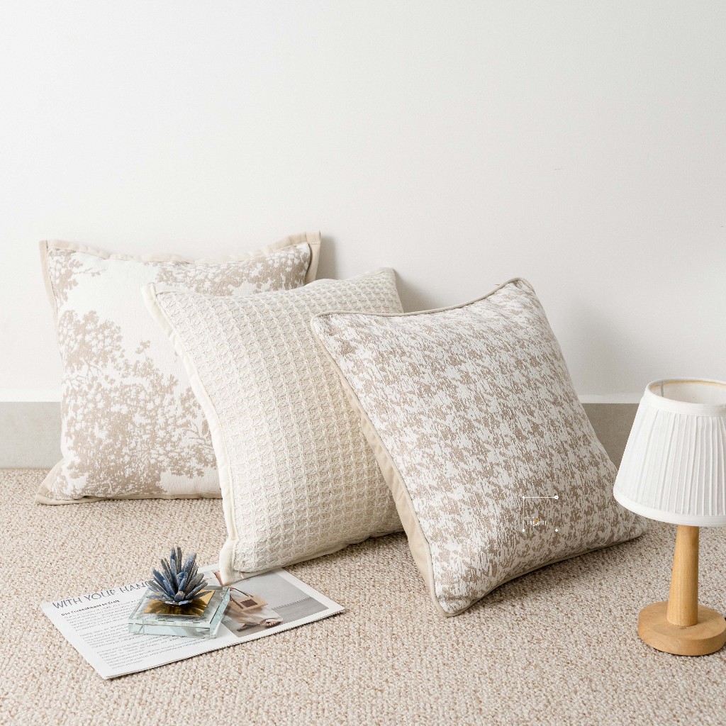 Vỏ Gối Tựa Lưng Trang Trí Sofa Tông Be Trừu Tượng Phong Cách Wabi Sabi