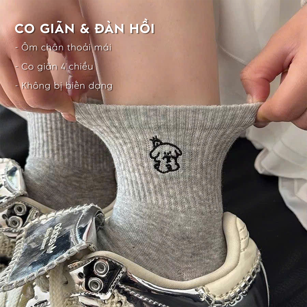 Tất vớ nam nữ cổ lửng set 5 đôi thấm hút mồ hôi tốt, chất liệu mềm mại co giãn thoáng khí - Ekiu Shop
