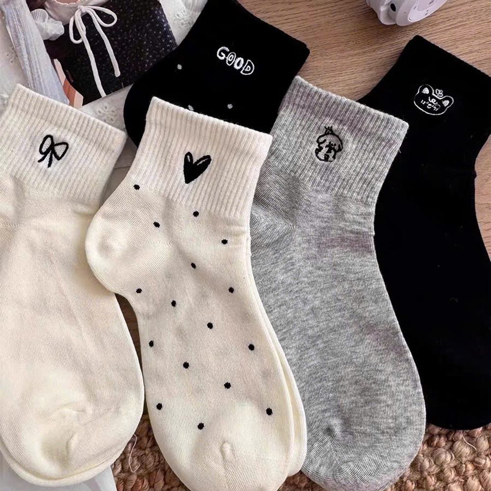 Tất vớ nam nữ cổ lửng set 5 đôi thấm hút mồ hôi tốt, chất liệu mềm mại co giãn thoáng khí - Ekiu Shop