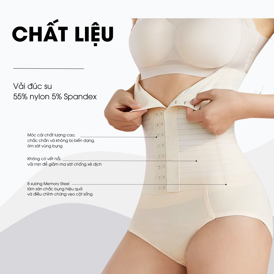 Đai nịt bụng siết bụng dưới định hình eo Callalady latex chính hãng giảm mỡ chống cuộn chất đúc su mềm mại dds