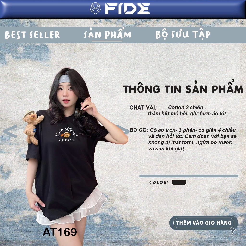 Ảnh Áo thun FIDE Việt Nam JoyBear phông unisex form rộng local brand nam nữ cổ tròn oversize - AT169(Tặng gấu) 2