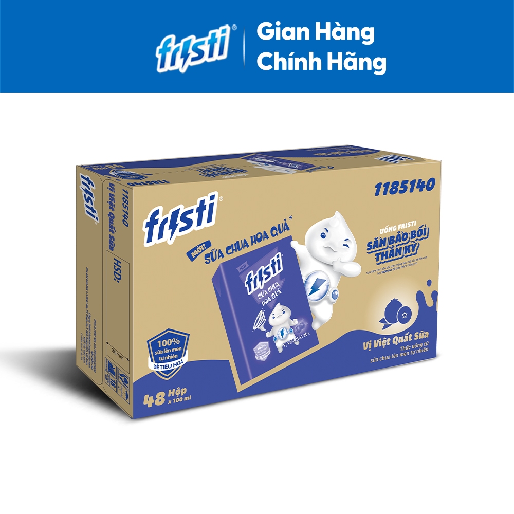 Ảnh Thùng 48 Hộp Thức Uống Từ Sữa Chua Lên Men Tự Nhiên Fristi Vị Việt Quất Sữa (48x100ml) 1