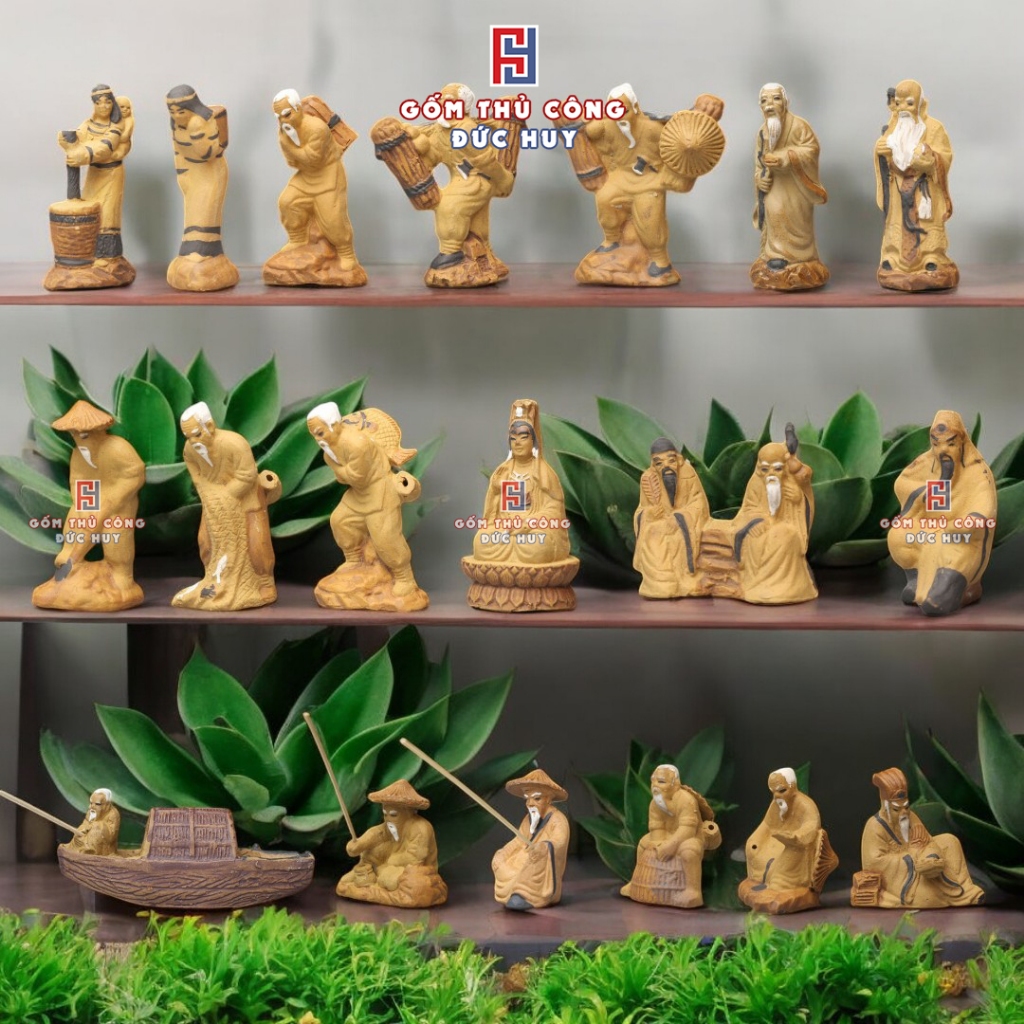 Tượng gốm mini phụ kiện trang trí hòn non bộ, hồ cá, bể cá