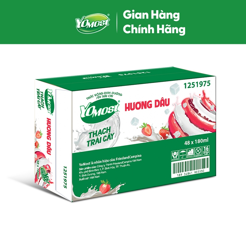Ảnh Thùng 48 Hộp Yomost Thạch Trái Cây Hương Dâu (48x180ml) 1