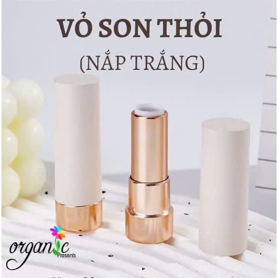 VỎ SON THỎI (TRỤ TRÒN - NẮP CAM/TRẮNG)